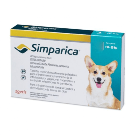 Simparica antipulgas para perros de 10-20kg
