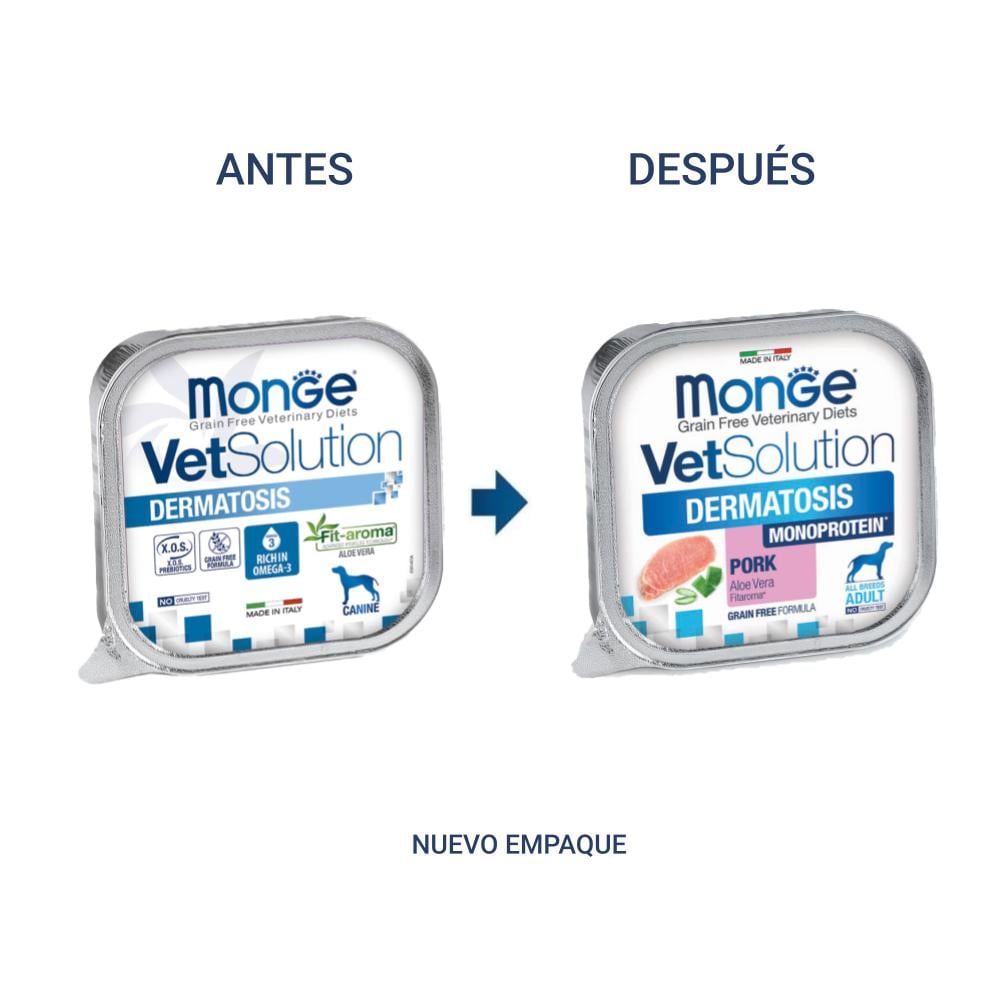 Monge VetSolution Canine Dermatosis Antes y despues