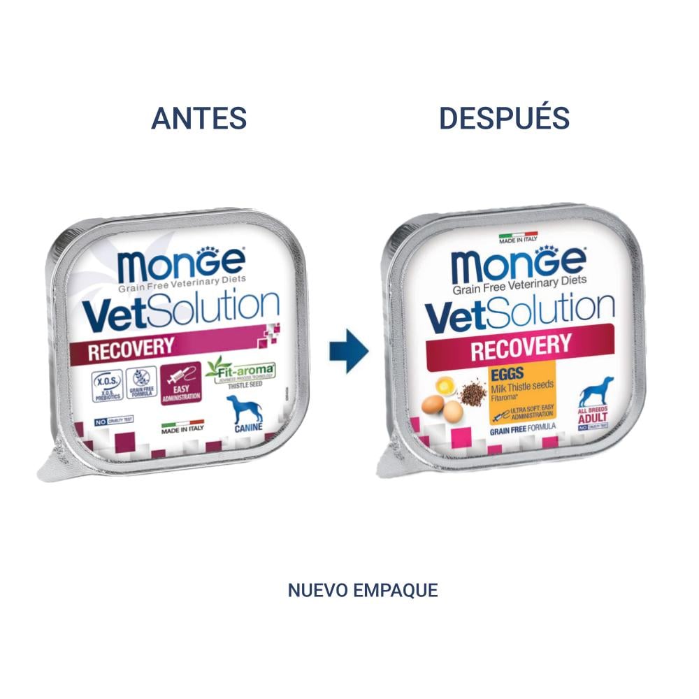 Monge VetSolution Canine Recovery Antes y despues