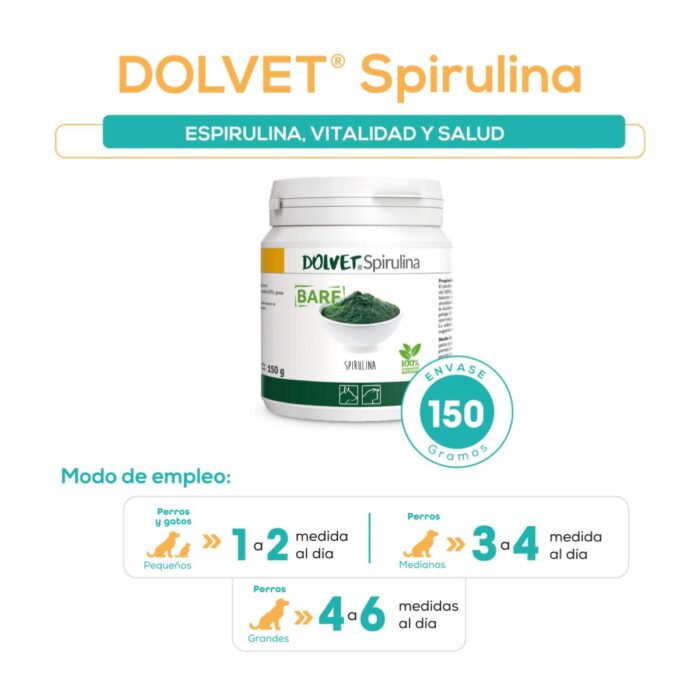 Dolvet Spirulina x 150gr - Suplemento para Perros y gatos - Imagen 2