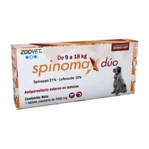 Spinomax Duo 9 a 18kg - Tableta antipulgas para perros