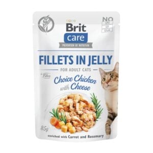 Brit Care Fillets in Jelly Chicken with Cheese 85gr - Gatos adultos