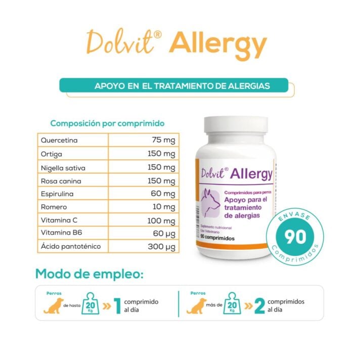 Dolvit Allergy x 90 tabs - Suplemento para perros - Imagen 2