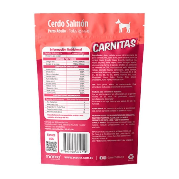 Carnitas Trocitos en Salsa Cerdo y Salmón 100gr - Adultos - Imagen 2