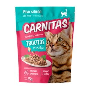 Carnitas Trocitos en Salsa Pavo y Salmón 85gr - Gatos adultos