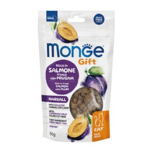 Monge Gift Meat Minis Salmón y Ciruela 50gr - Snack para gatos