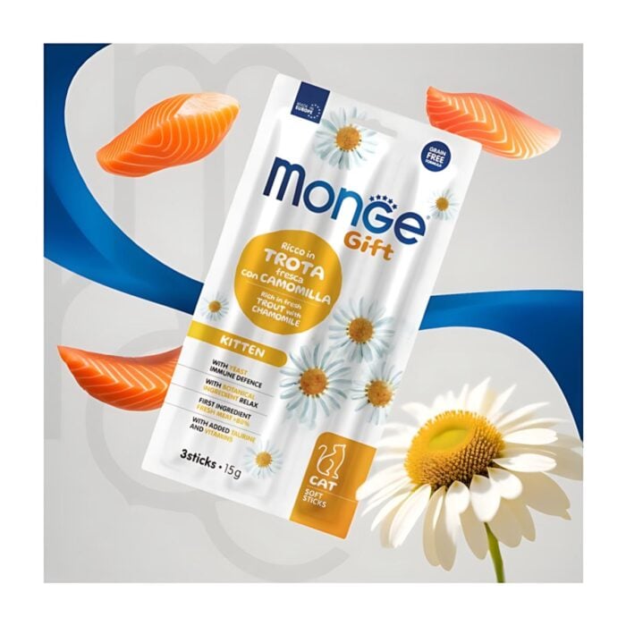 Monge Gift Soft Sticks Trucha y Manzanilla 15gr - Gatitos - Imagen 3