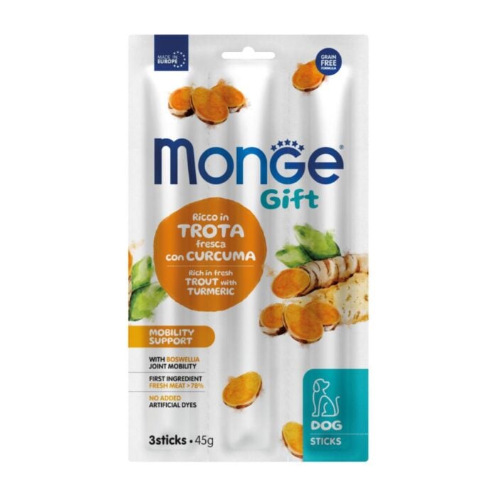 Monge Gift Sticks Trucha y Cúrcuma 45gr - Snack para perros
