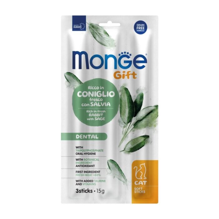 Monge Soft Sticks Conejo y Salvia 15 gr - Snack para Gatos