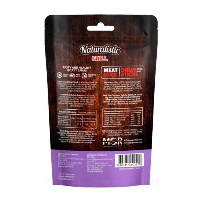 Naturalistic Grill Meat Duck Drum Sticks 90gr - Snack para perros - Imagen 2