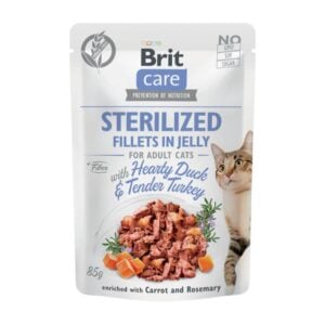 Brit Care Fillets In Jelly Hearty Duck & Tender Turkey 85gr - Gatos Castrados