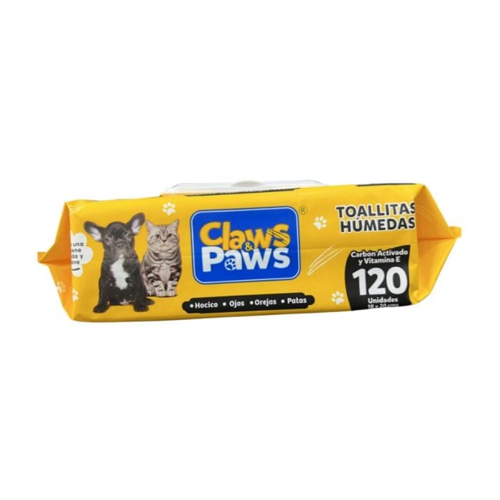 Claws & Paws Toallitas Húmedas Carbón activado x 120un - Imagen 3