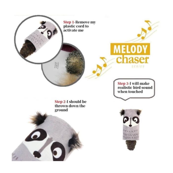GIGwi Melody Chaser Plush Mapache - Juguete para gatos - Imagen 4