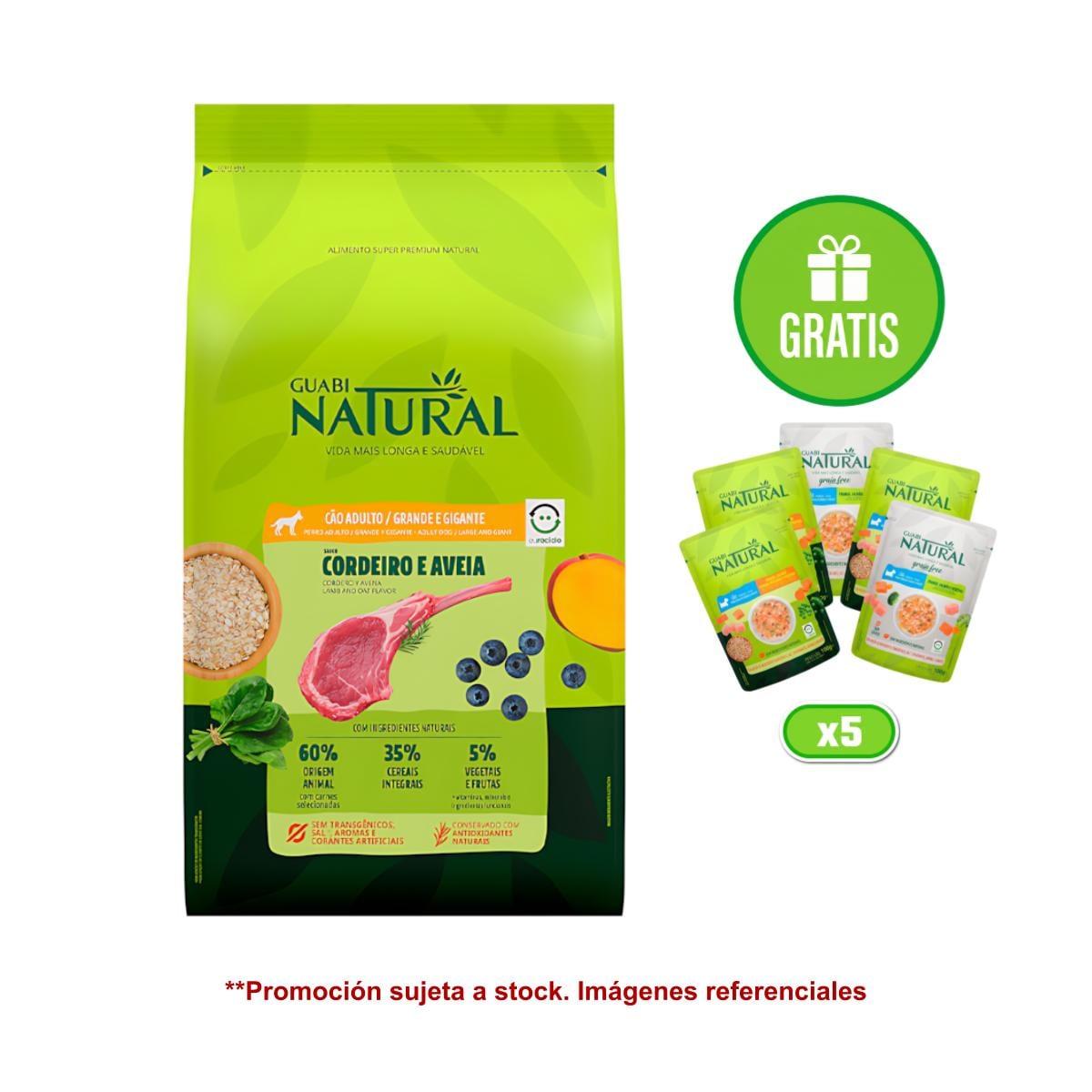 Guabi Natural Cordero y Avena 12kg - Adultos razas gr y gigante