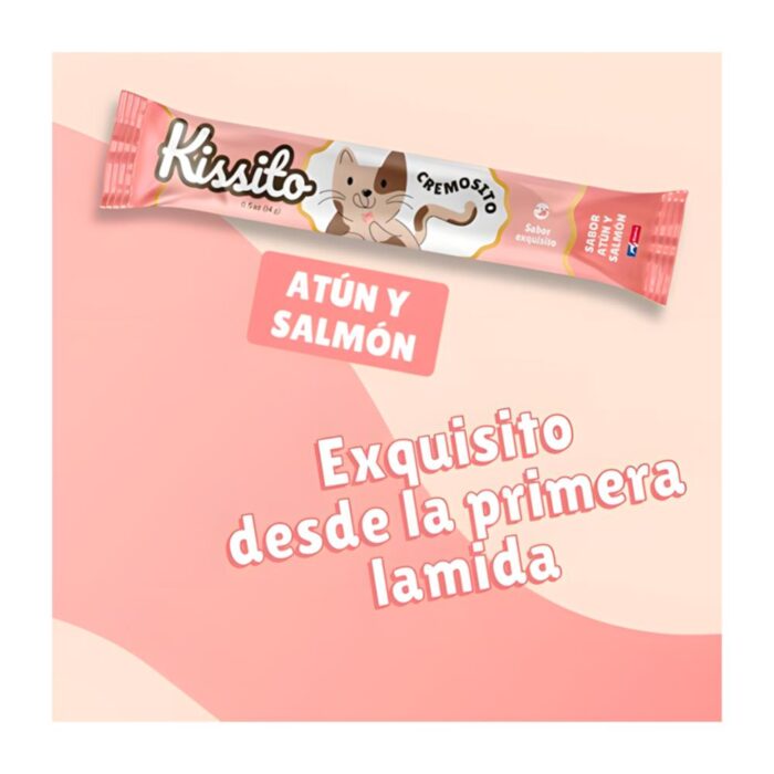 Kissito Cremoso Atún y Salmón - Snack húmedo para Gatos - Imagen 2