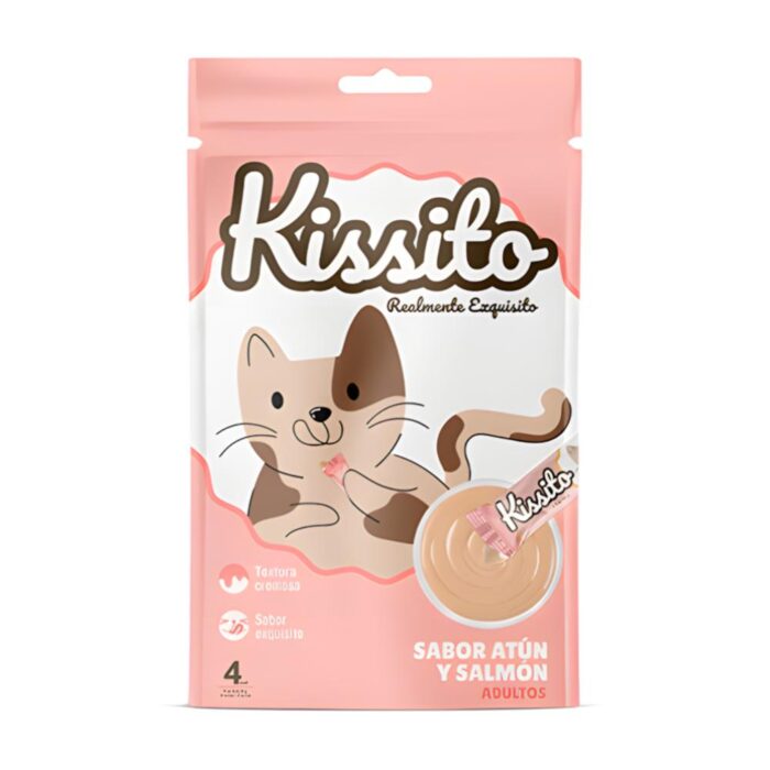 Kissito Cremoso Atún y Salmón - Snack húmedo para Gatos