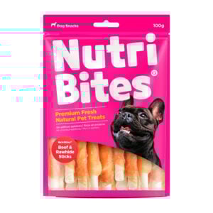 Nutri Bites Beef & Rawhide Sticks x 100gr - Snack para Perros