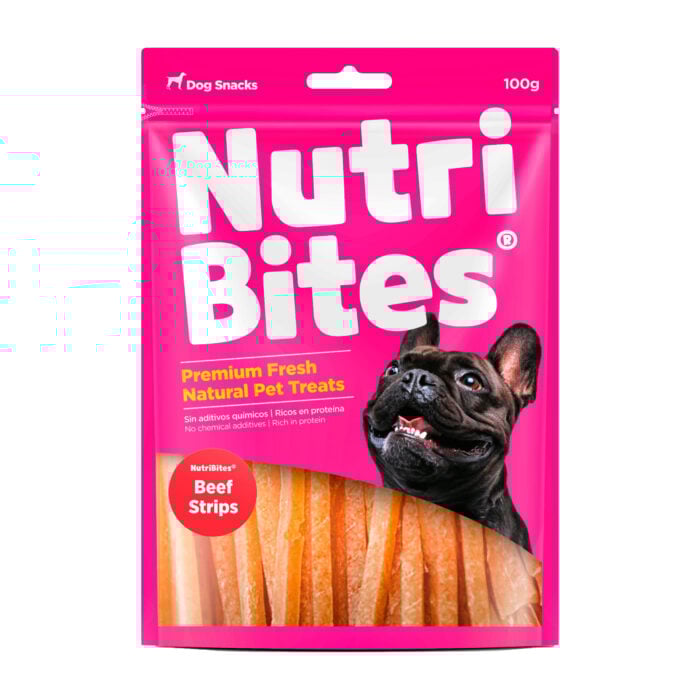 Nutri Bites Beef Strips x 100gr - Snack para Perros