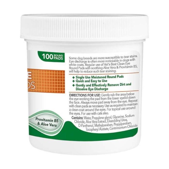 Vets Best Clean Eye Round Pads x 100 - Limpieza ocular - Imagen 2