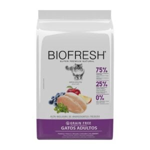 Bolsa de alimento Biofresh Pollo Adulto con 44% de proteína y fórmula Grain Free para gatos.