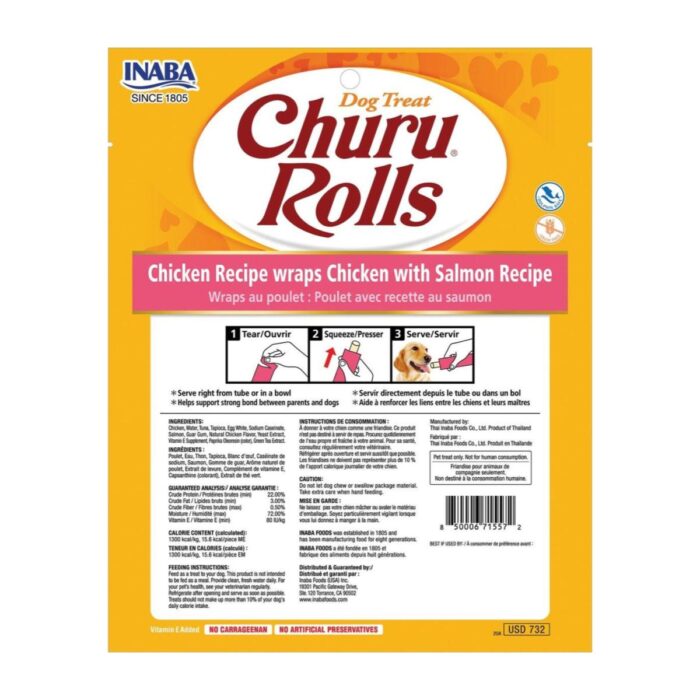 Churu Rolls Pollo con salmón Recipe x 8un - Snack para perros - Imagen 2