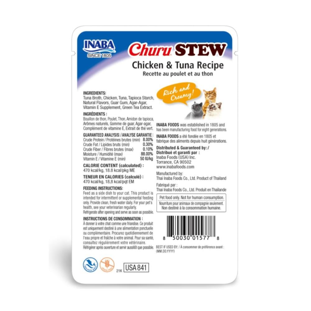 Churu Stew Chicken/Tuna Recipe 40gr - Snack para gatos - Imagen 2