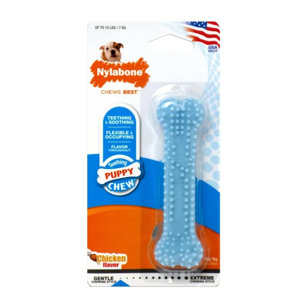 Nylabone Puppy Chew Blue Dental Bone Chicken Small