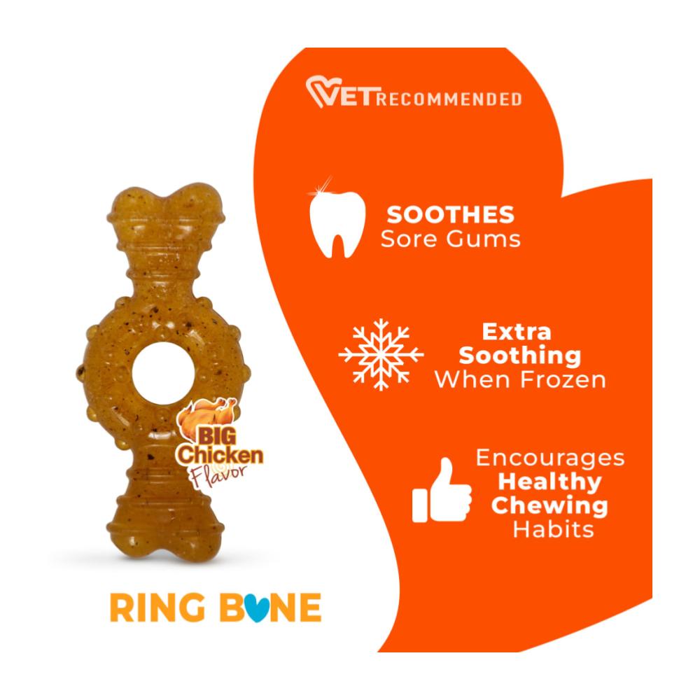 Nylabone Puppy Chew Ring Bone Chicken Small - Juguete para Perros - Imagen 4