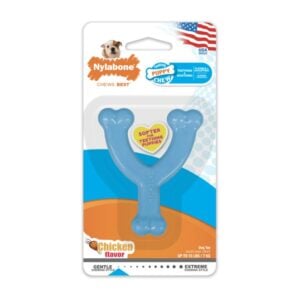Nylabone Puppy Chew Wishbone Chicken Azul