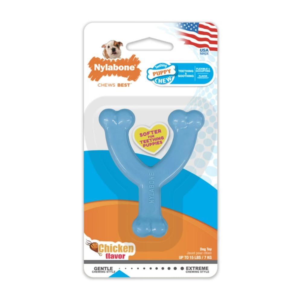 Nylabone Puppy Chew Wishbone Chicken Azul