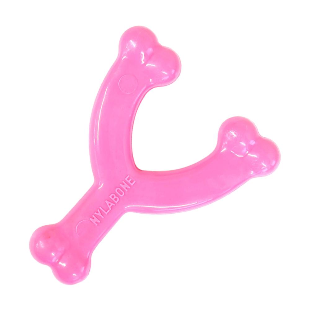 Nylabone Puppy Chew Wishbone Chicken Rosa - Juguete para cachorros - Imagen 2