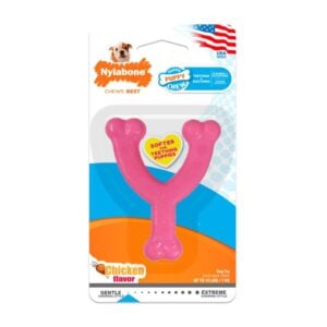 Nylabone Puppy Chew Wishbone Chicken Rosa