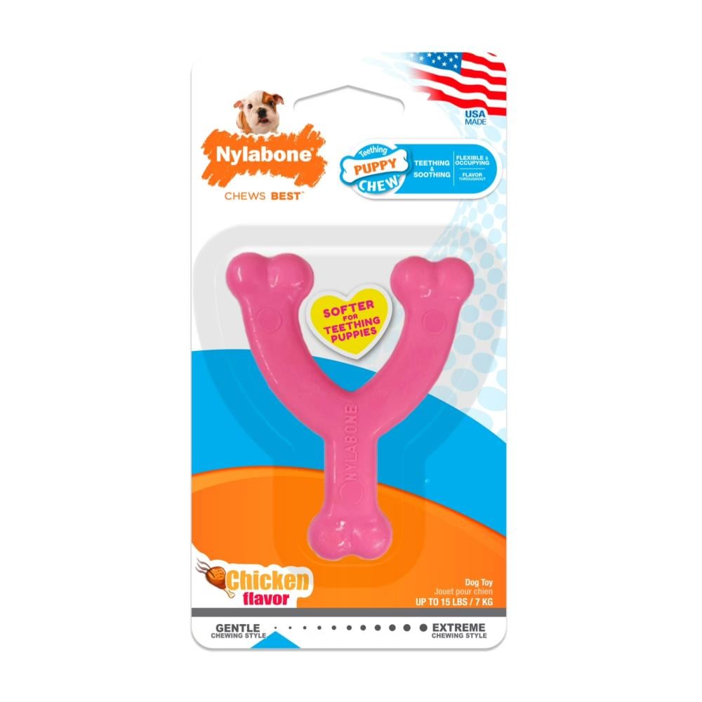Nylabone Puppy Chew Wishbone Chicken Rosa