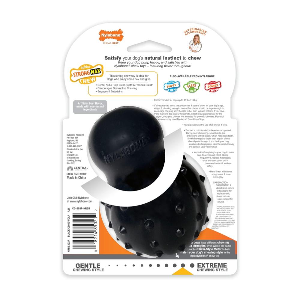 Nylabone Strong Max Chew Black Cone Beef Wolf - Juguete para Perros - Imagen 4