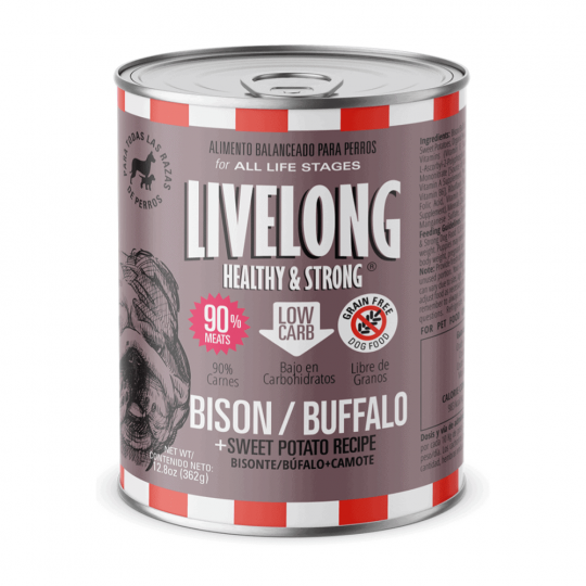 Livelong bisonte y camote alimento para perros